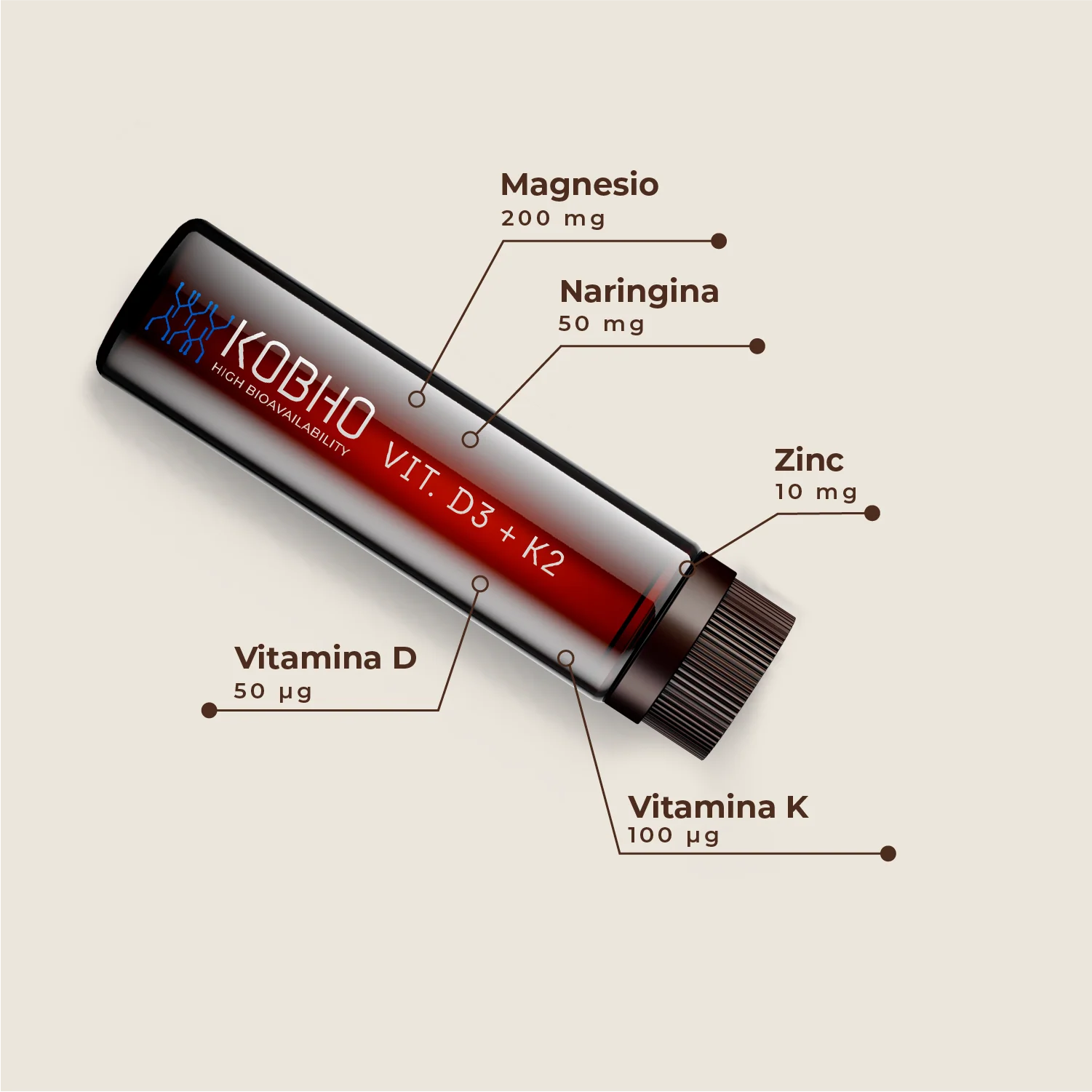 Vitamina D3 + K2 Kobho Labs